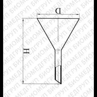 Воронка лабораторная, стекло, d 60 мм, h 90 мм, Россия, 1003