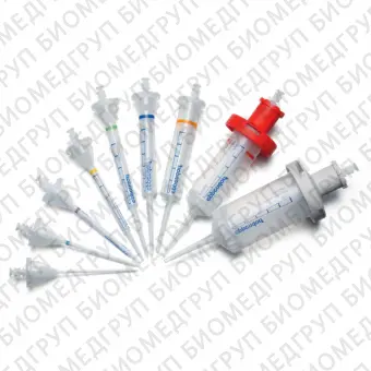 Шприцынаконечники Combitips Advanced на 25.0 мл Eppendorf Quality, цвет маркировки красный, 100 шт/уп  4 упаковки по 25 штук , 4 адаптера