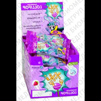 Леденец со 100 ксилитом XyliPOP Lolli, клубника, 50 шт. по 6 г