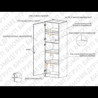 Шкаф для хранения реактивов корпус  металл ЛАБPRO ШМР 60.50.193