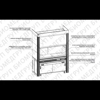 Шкаф вытяжной для работы с кислотами, ширина 180 см, корпус  металлокаркас, столешница  цельная керамика Fridurit, с нагревательным блоком, ЛОиП, ЛАБPRO ШВВП 180.85.245 F20