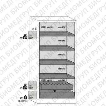 Шкафы для хранения ЛВЖ, 90 мин, ширина 59  119 см, глухая дверь QClassic90, Asecos, 3000104030003, ширина 119 см