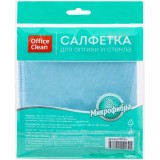 OfficeClean,Салфетка для оптики и стекла, плотная микрофибра, 30х30 см, синяя