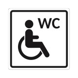 Плоскостной знак Туалет доступный для инвалидов на кресле-коляске 200х200 черный на белом
