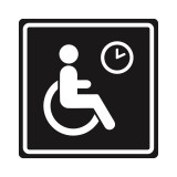 Плоскостной знак Место кратковременного отдыха или ожидания для инвалидов 200х200 белый на черном